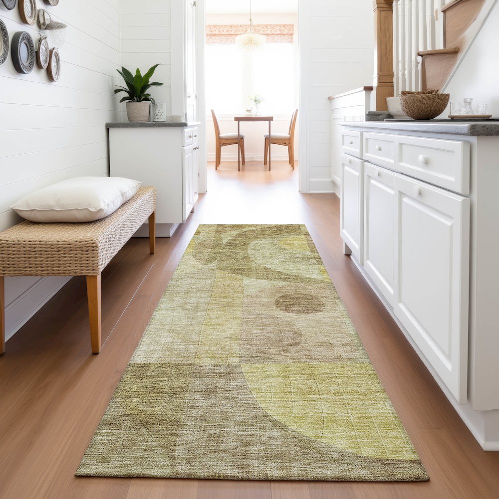 Premium Machine Washable Mayfield AMF1118 Wheat 2'3" x 7'6" Runner Rug. Picture 5