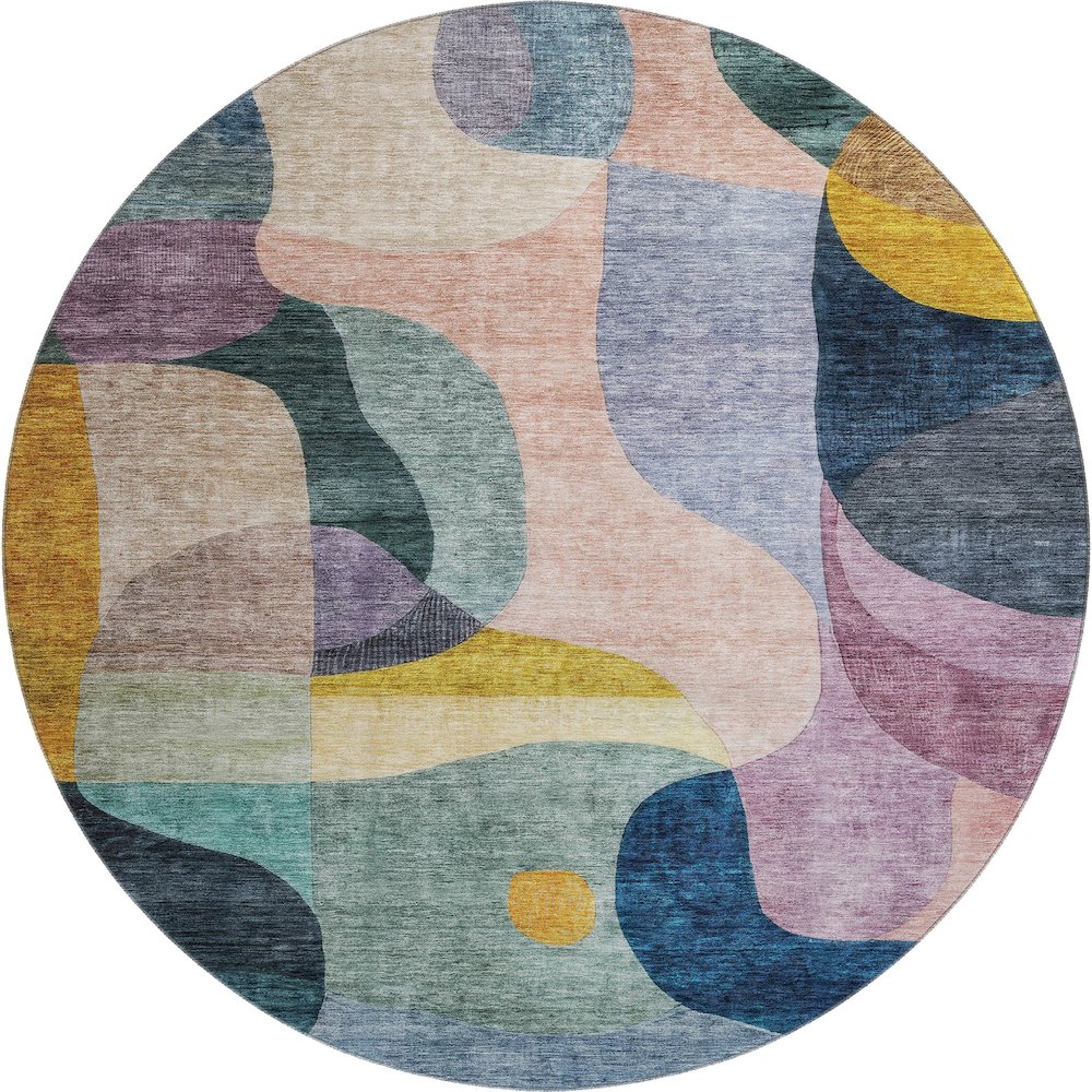 Premium Machine Washable Mayfield AMF1119 Green 8' x 8' Round Rug. Picture 1