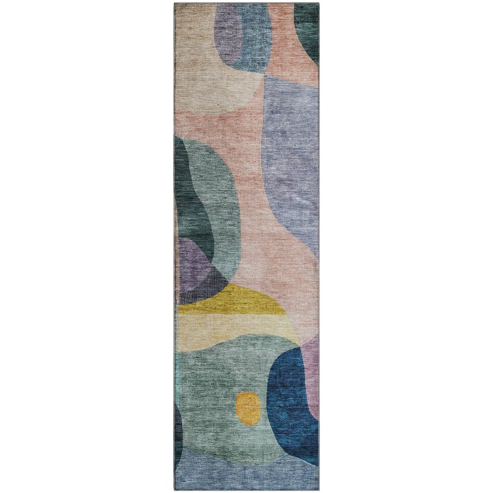 Premium Machine Washable Mayfield AMF1119 Green 2'3" x 7'6" Runner Rug. Picture 1