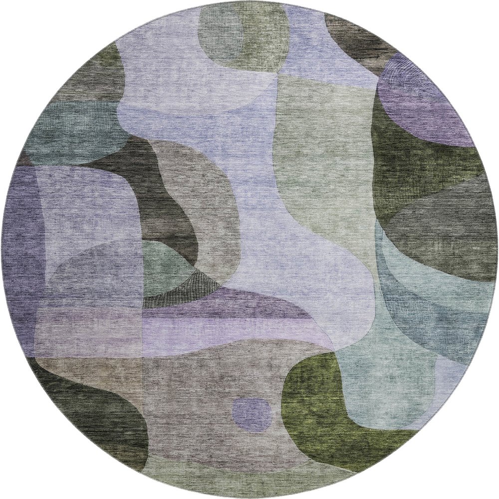 Premium Machine Washable Mayfield AMF1119 Olive 8' x 8' Round Rug. Picture 1