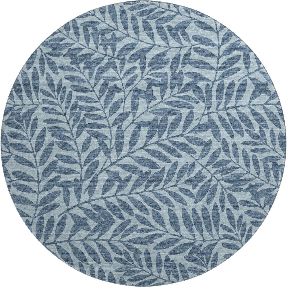 Premium Machine Washable Mayfield  Blue 8' x 8' Round Rug. Picture 1