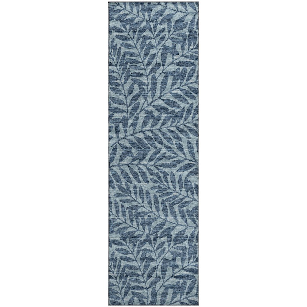 Premium Machine Washable Mayfield  Blue 2'3" x 7'6" Runner Rug. Picture 1