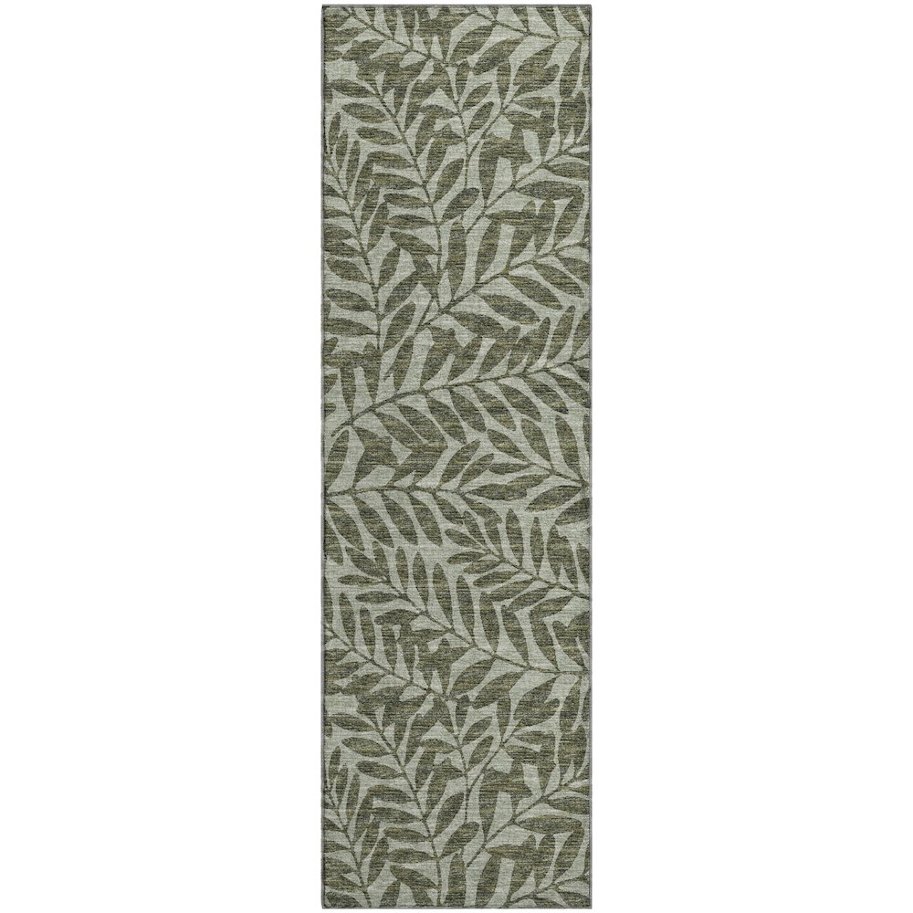 Premium Machine Washable Mayfield  Green 2'3" x 7'6" Runner Rug. Picture 1