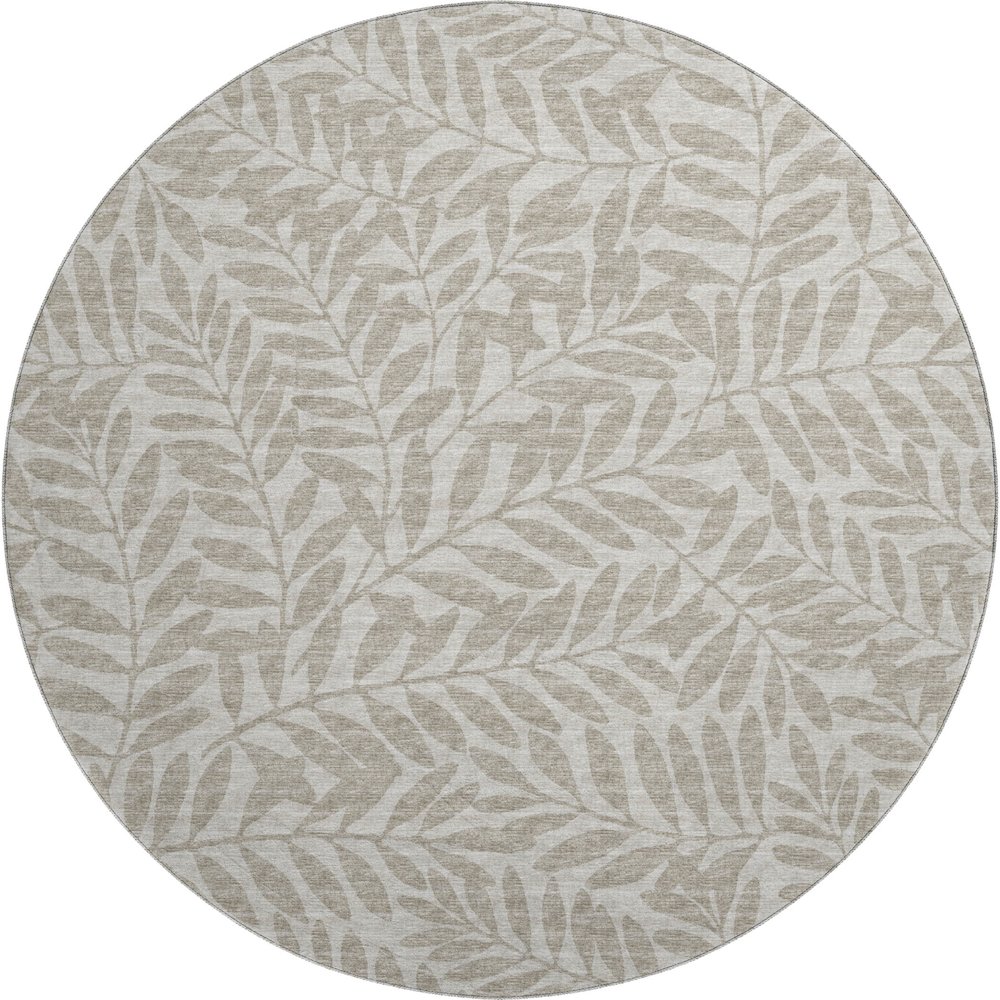 Premium Machine Washable Mayfield  Taupe 8' x 8' Round Rug. Picture 1
