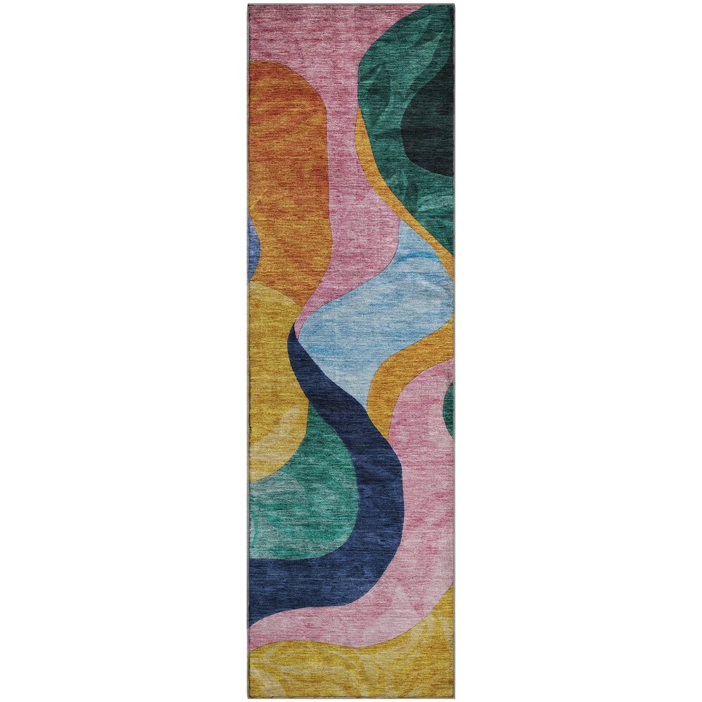 Premium Machine Washable Mayfield AMF1120 Green 2'3" x 7'6" Runner Rug. Picture 1