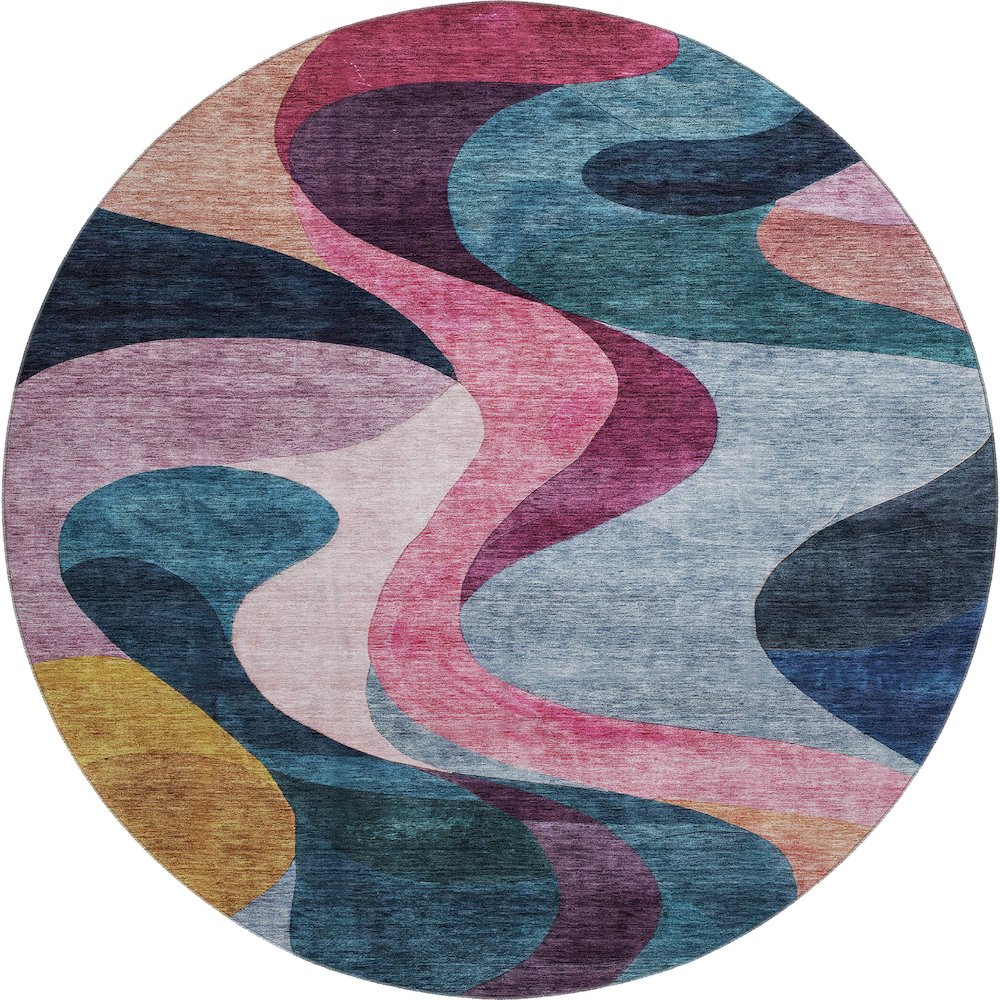 Premium Machine Washable Mayfield AMF1121 Green 8' x 8' Round Rug. Picture 1
