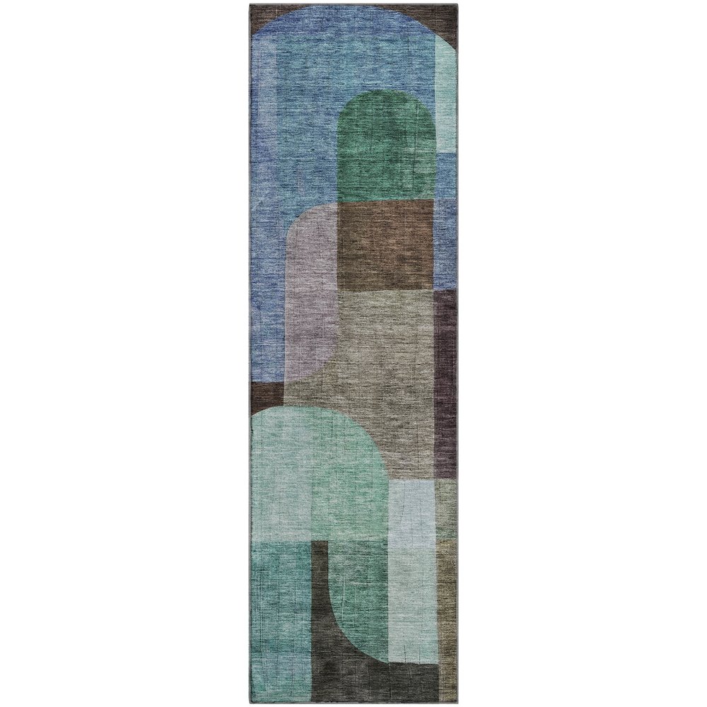 Premium Machine Washable Mayfield AMF1122 Brown 2'3" x 7'6" Runner Rug. Picture 1