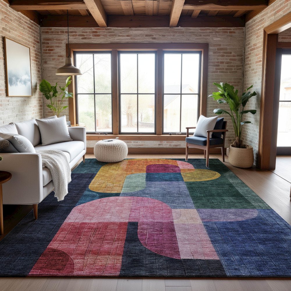 Premium Machine Washable Mayfield AMF1122 Green 2'6" x 3'10" Rug. Picture 5