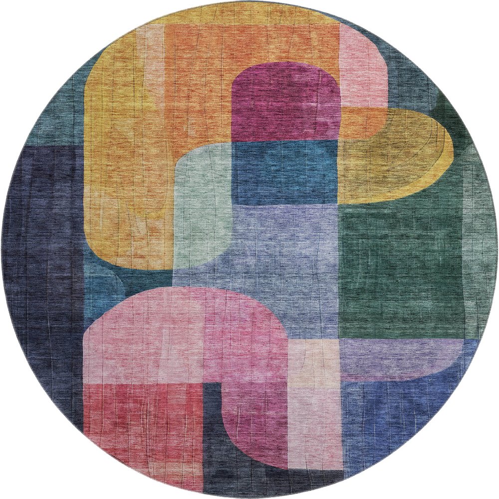 Premium Machine Washable Mayfield AMF1122 Green 8' x 8' Round Rug. Picture 1
