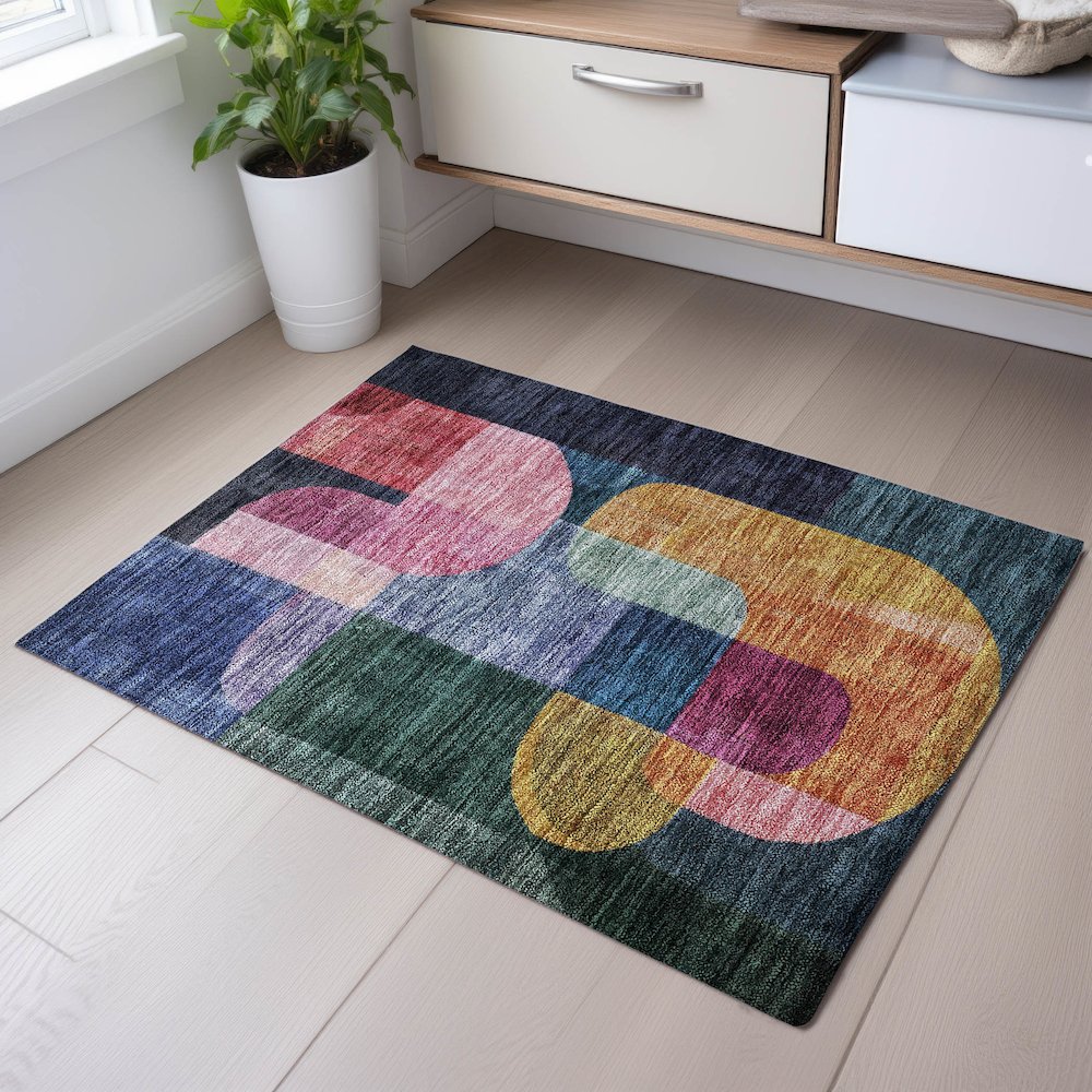 Premium Machine Washable Mayfield AMF1122 Green 1'8" x 2'6" Rug. Picture 5