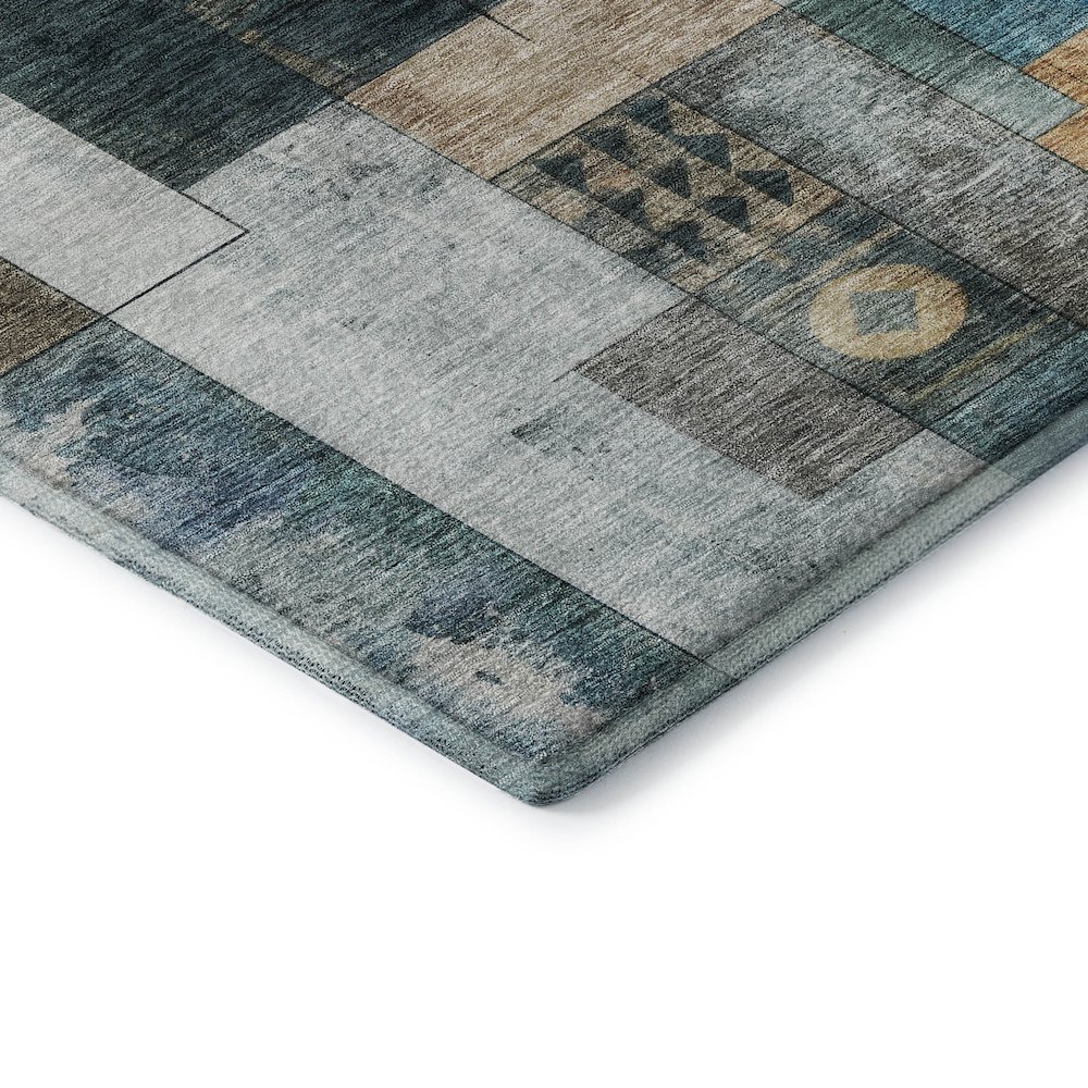 Premium Machine Washable Mayfield AMF1123 Teal 1'8" x 2'6" Rug. Picture 3
