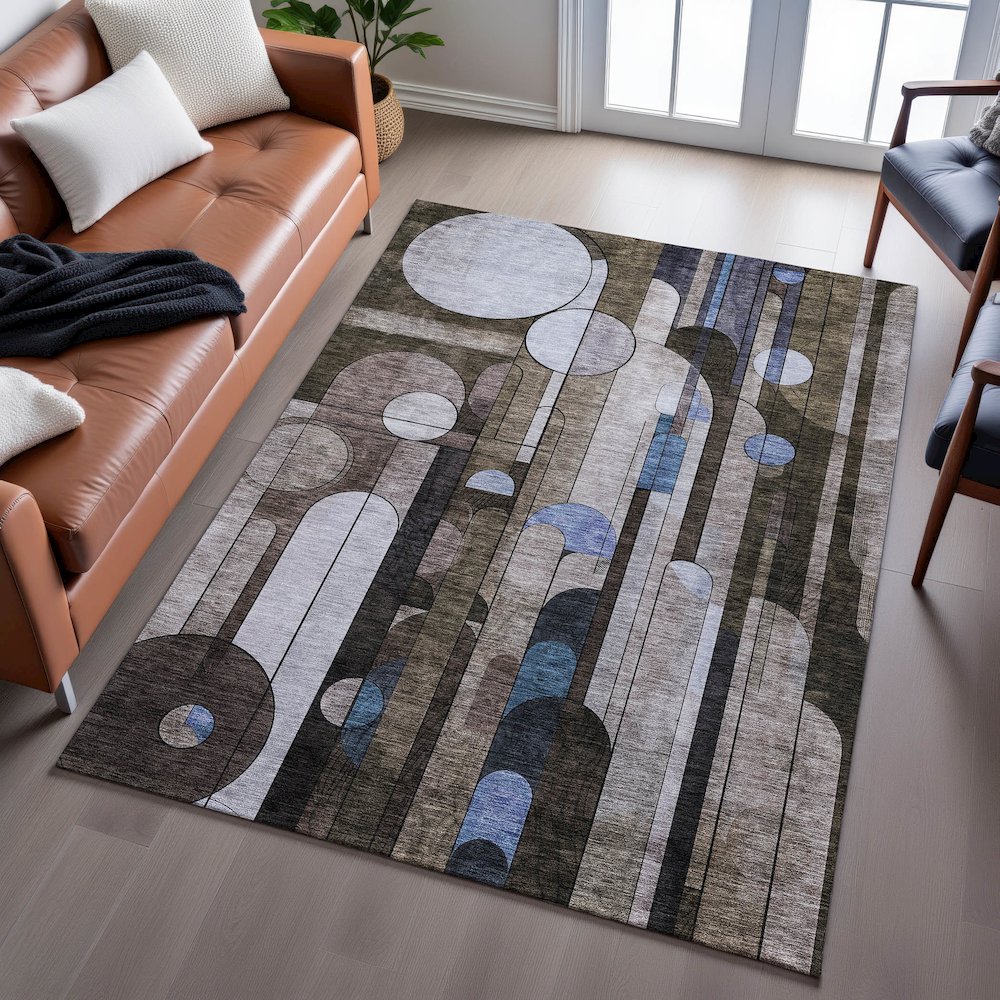 Premium Machine Washable Mayfield AMF1125 Brown 2'6" x 3'10" Rug. Picture 6