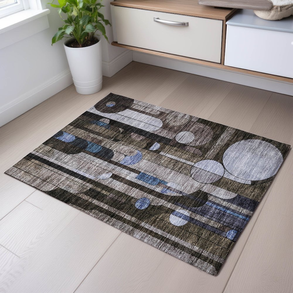 Premium Machine Washable Mayfield AMF1125 Brown 1'8" x 2'6" Rug. Picture 5