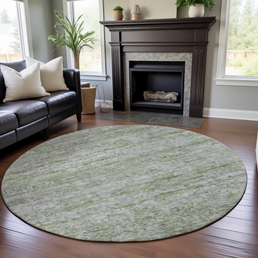 Premium Machine Washable Mayfield AMF1127 Aloe 8' x 8' Round Rug. Picture 5
