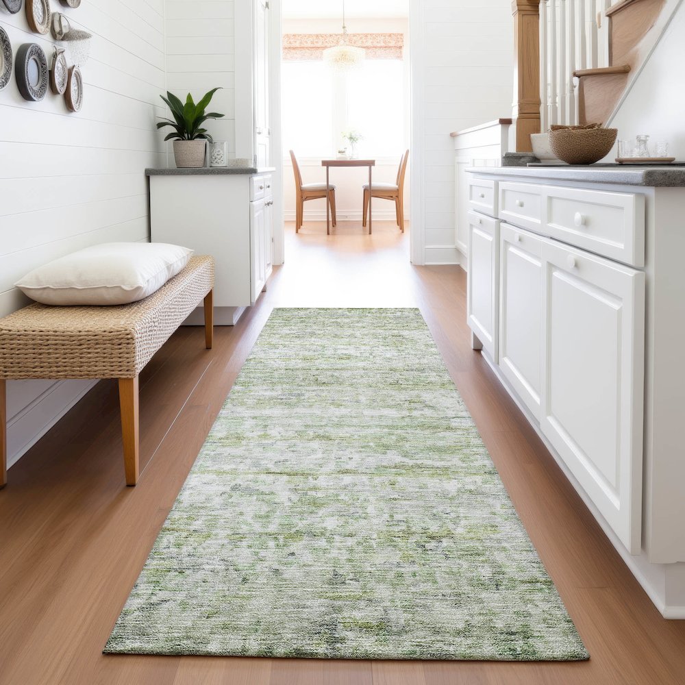 Premium Machine Washable Mayfield AMF1127 Aloe 2'3" x 7'6" Runner Rug. Picture 5