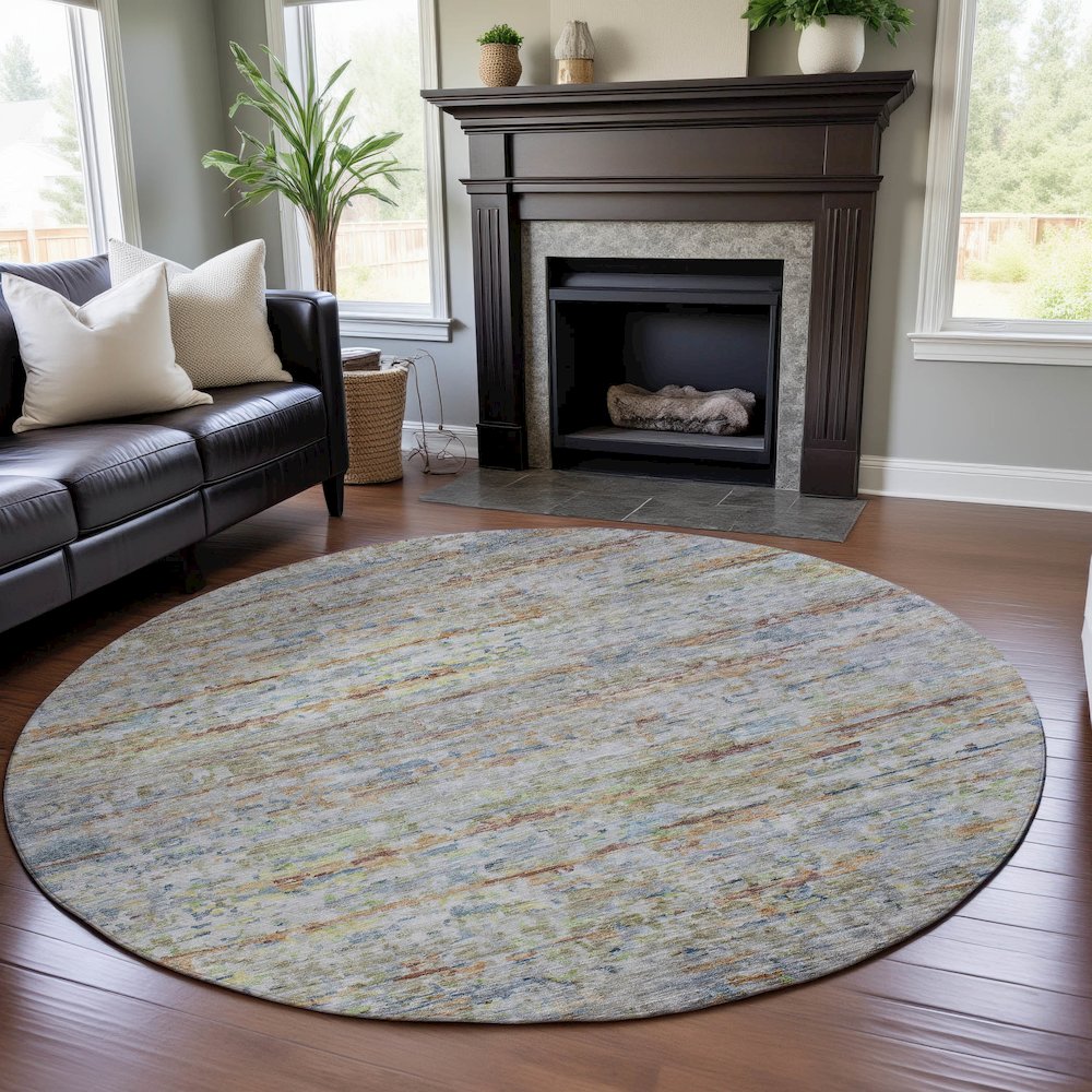 Premium Machine Washable Mayfield AMF1127 Copper 8' x 8' Round Rug. Picture 5