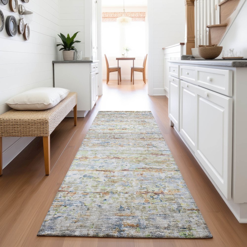 Premium Machine Washable Mayfield AMF1127 Copper 2'3" x 7'6" Runner Rug. Picture 5