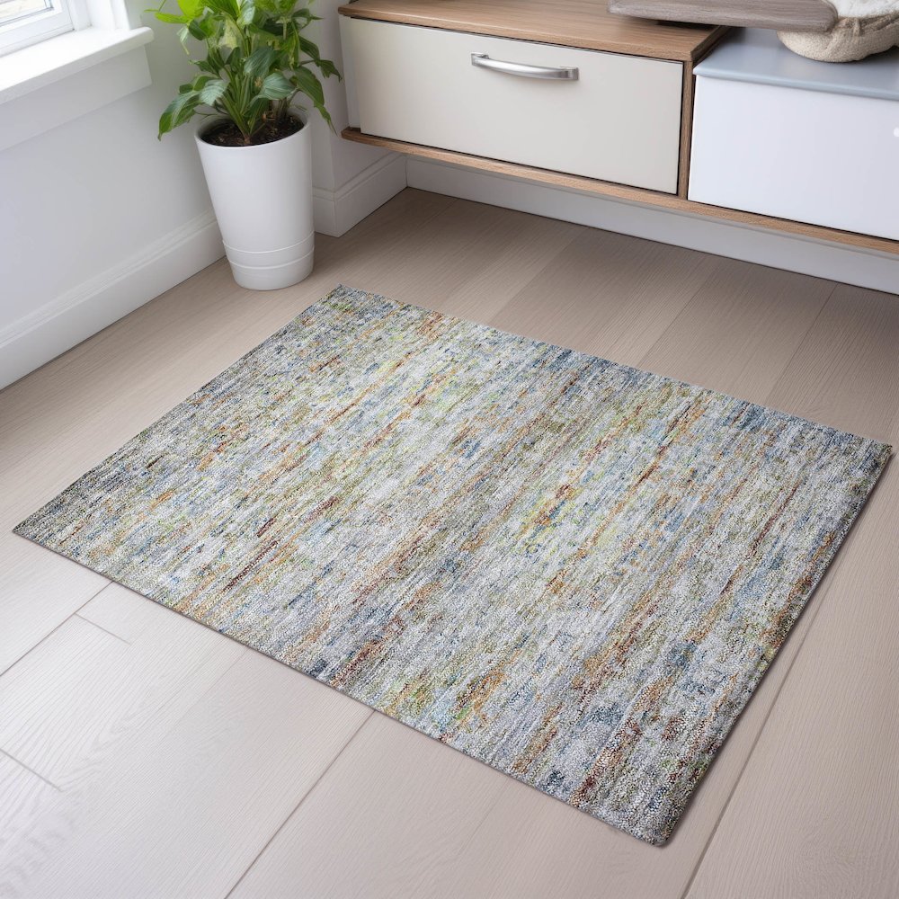Premium Machine Washable Mayfield AMF1127 Copper 1'8" x 2'6" Rug. Picture 5