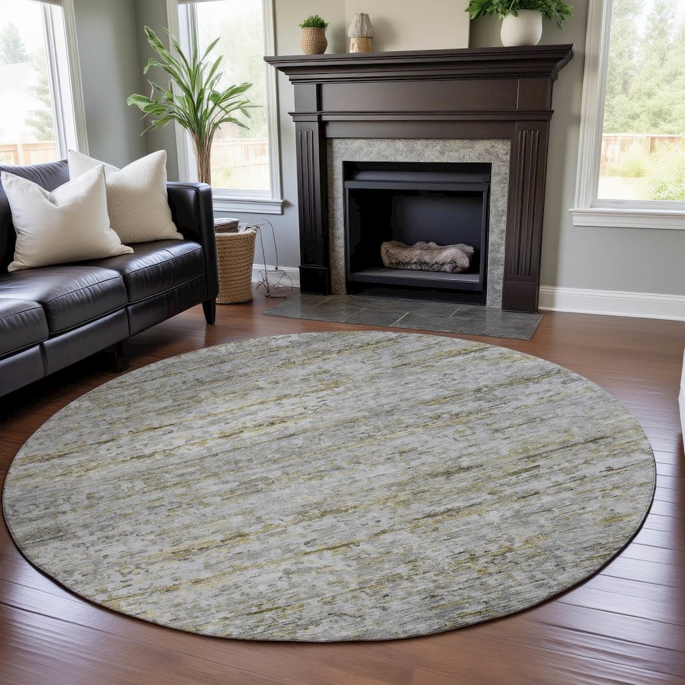 Premium Machine Washable Mayfield AMF1127 Taupe 8' x 8' Round Rug. Picture 5