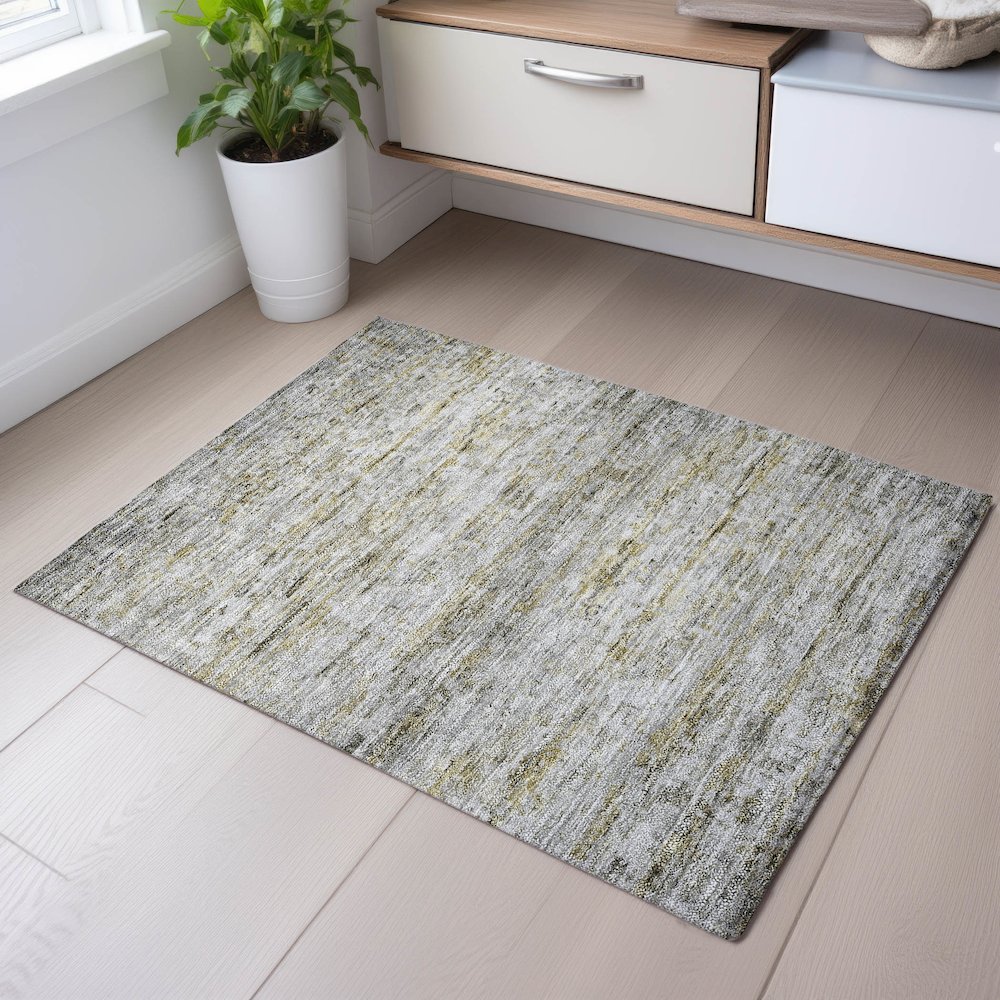 Premium Machine Washable Mayfield AMF1127 Taupe 1'8" x 2'6" Rug. Picture 5