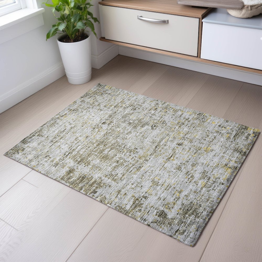 Premium Machine Washable Mayfield AMF1128 Taupe 1'8" x 2'6" Rug. Picture 5