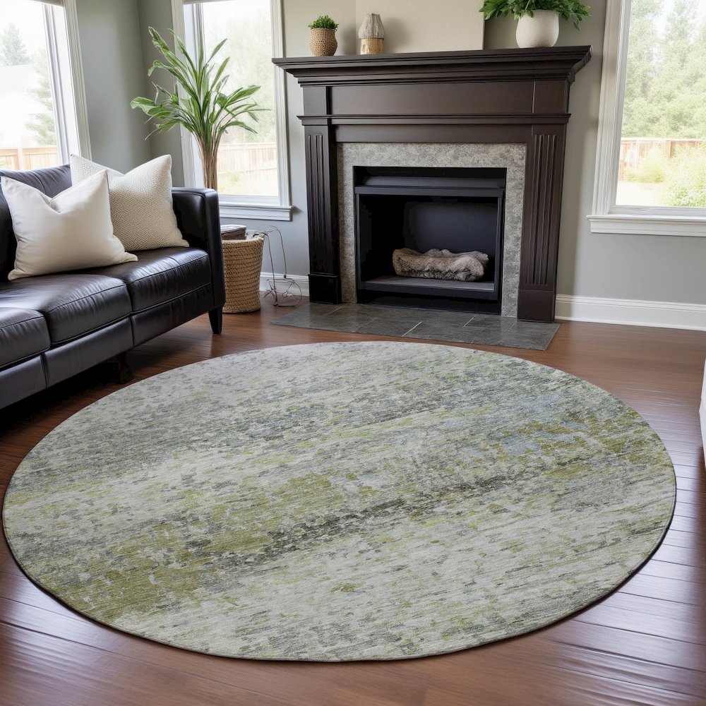 Premium Machine Washable Mayfield AMF1129 Aloe 8' x 8' Round Rug. Picture 5