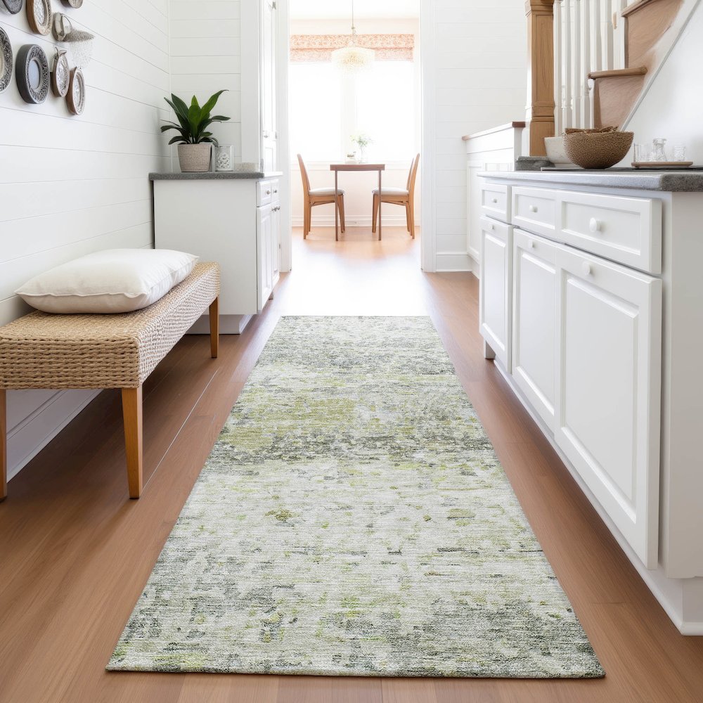 Premium Machine Washable Mayfield AMF1129 Aloe 2'3" x 7'6" Runner Rug. Picture 5