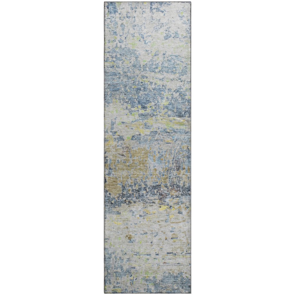 Premium Machine Washable Mayfield AMF1129 Blue 2'3" x 7'6" Runner Rug. Picture 1