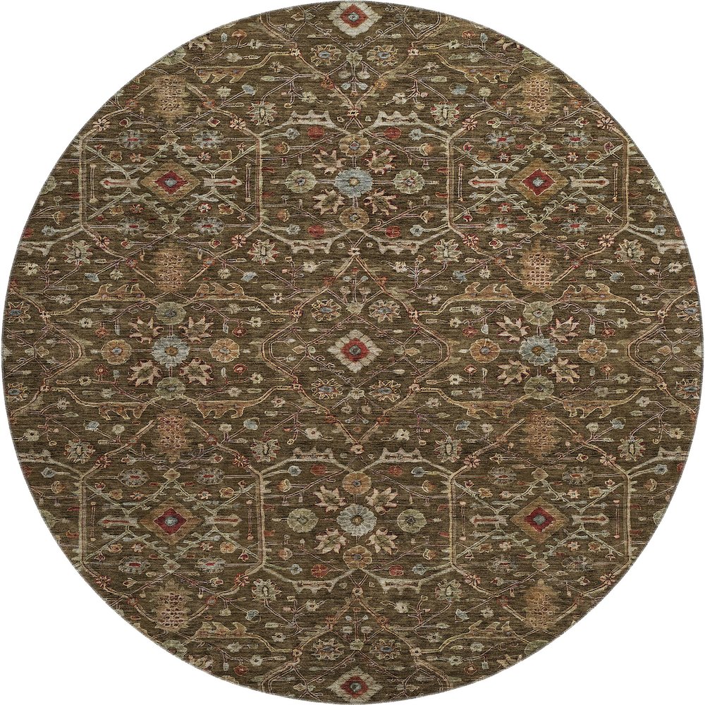 Premium Machine Washable Mayfield AMF1130 Chocolate 8' x 8' Round Rug. Picture 1