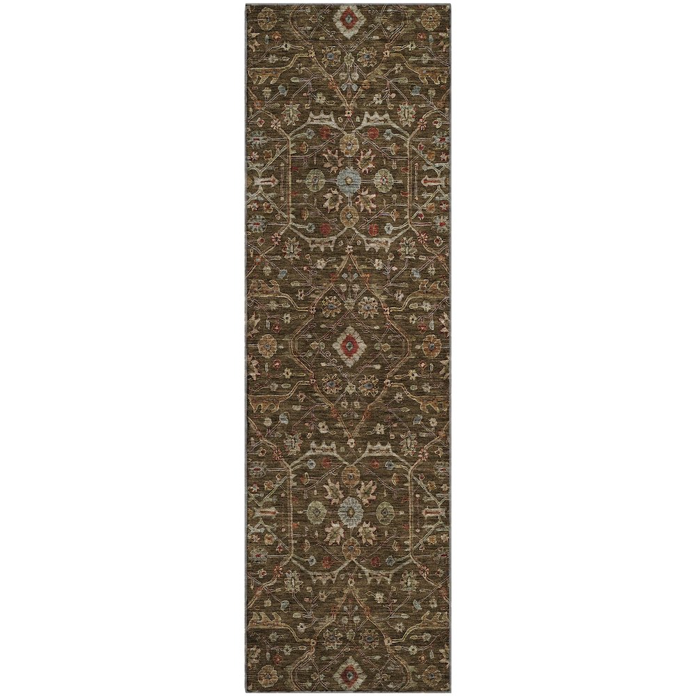 Premium Machine Washable Mayfield AMF1130 Chocolate 2'3" x 7'6" Runner Rug. Picture 1