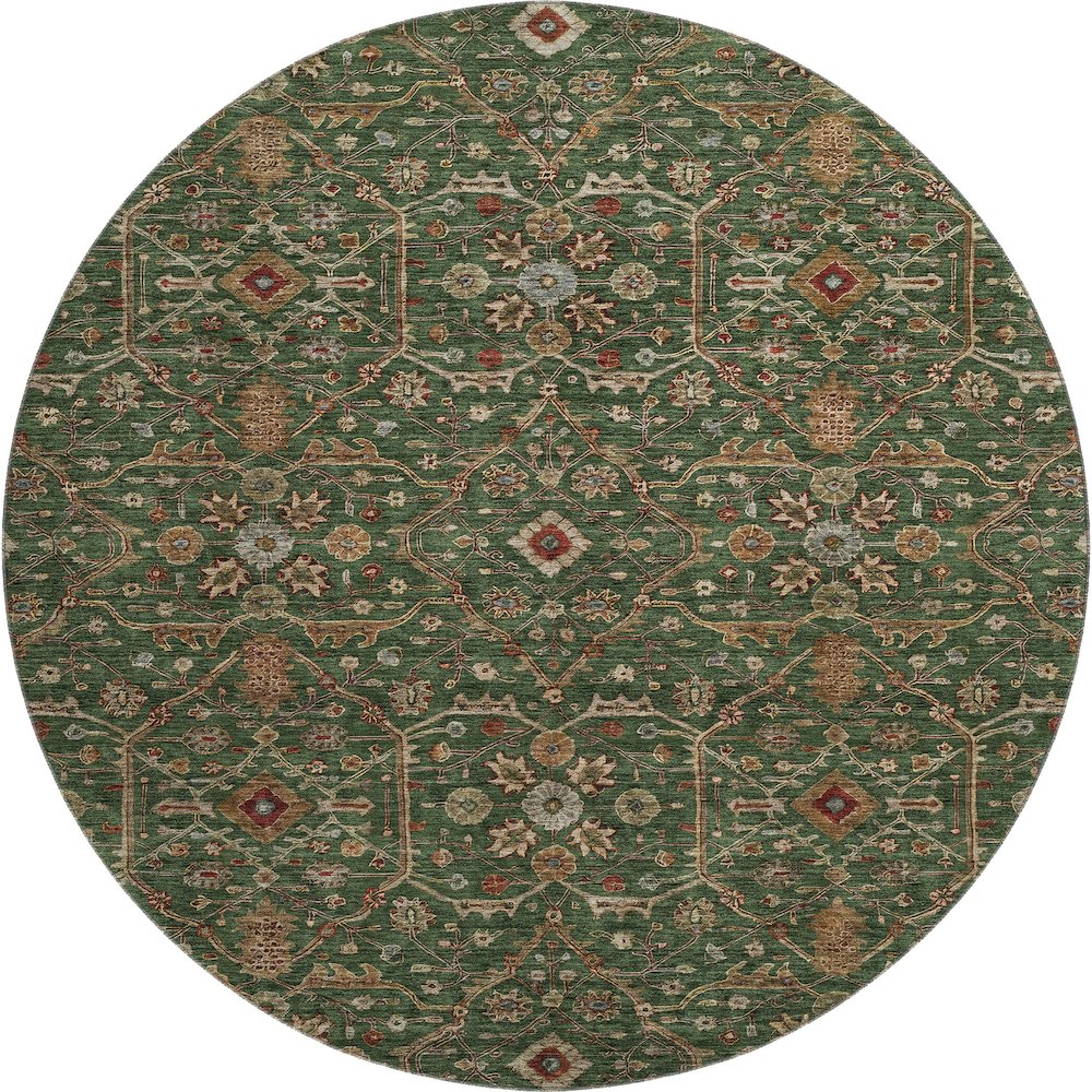 Premium Machine Washable Mayfield AMF1130 Emerald 8' x 8' Round Rug. Picture 1