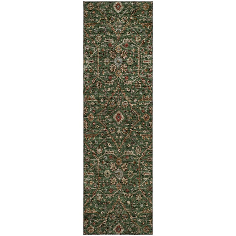 Premium Machine Washable Mayfield AMF1130 Emerald 2'3" x 7'6" Runner Rug. Picture 1