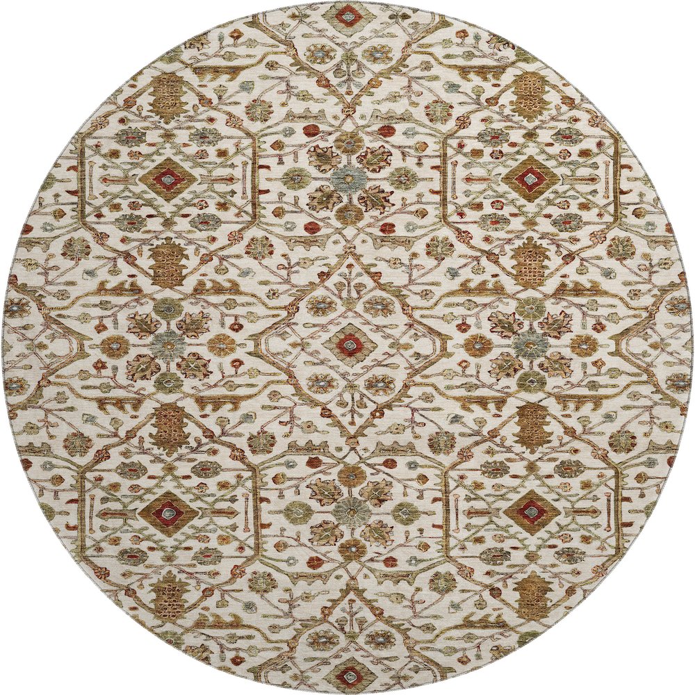 Premium Machine Washable Mayfield AMF1130 Ivory 8' x 8' Round Rug. Picture 1
