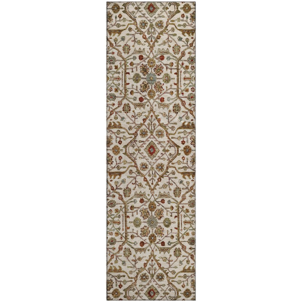 Premium Machine Washable Mayfield AMF1130 Ivory 2'3" x 7'6" Runner Rug. Picture 1