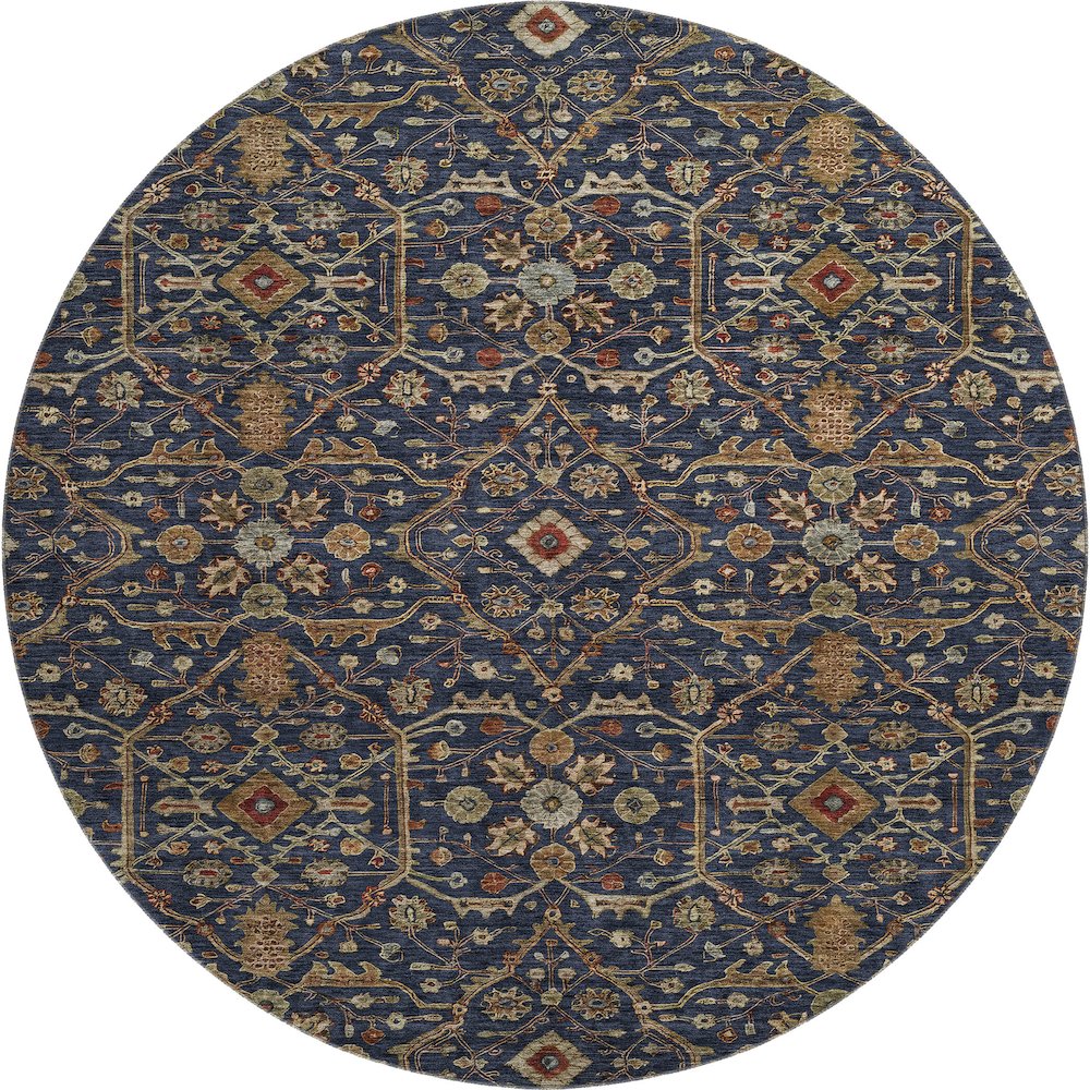 Premium Machine Washable Mayfield AMF1130 Navy 8' x 8' Round Rug. Picture 1
