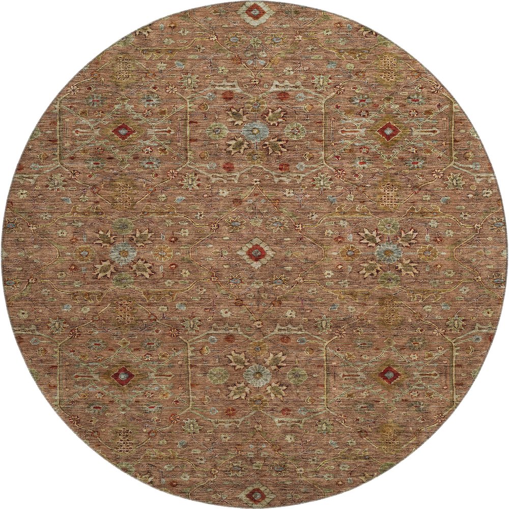 Premium Machine Washable Mayfield AMF1130 Paprika 8' x 8' Round Rug. Picture 1
