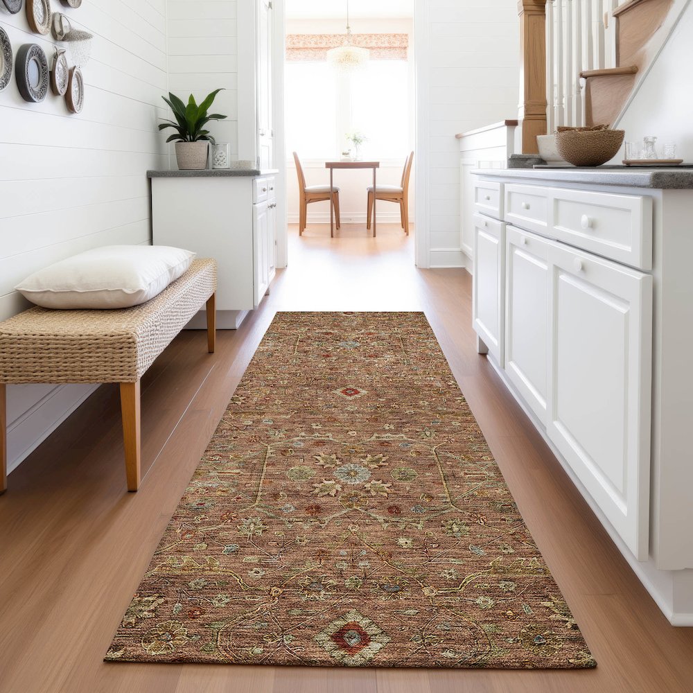 Premium Machine Washable Mayfield AMF1130 Paprika 2'3" x 7'6" Runner Rug. Picture 5