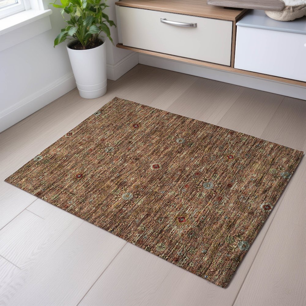 Premium Machine Washable Mayfield AMF1130 Paprika 1'8" x 2'6" Rug. Picture 5