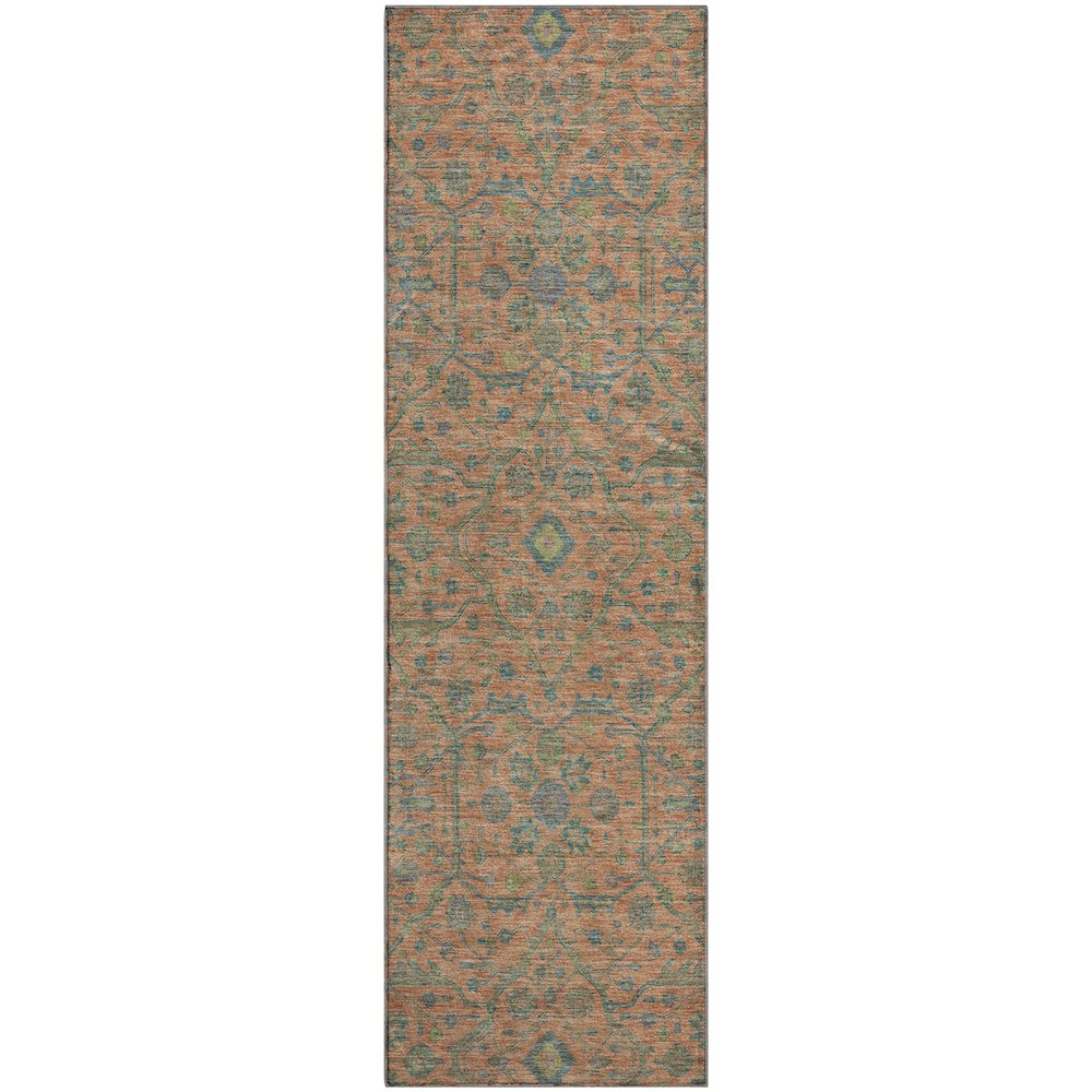 Premium Machine Washable Mayfield AMF1131 Coral 2'3" x 7'6" Runner Rug. Picture 1