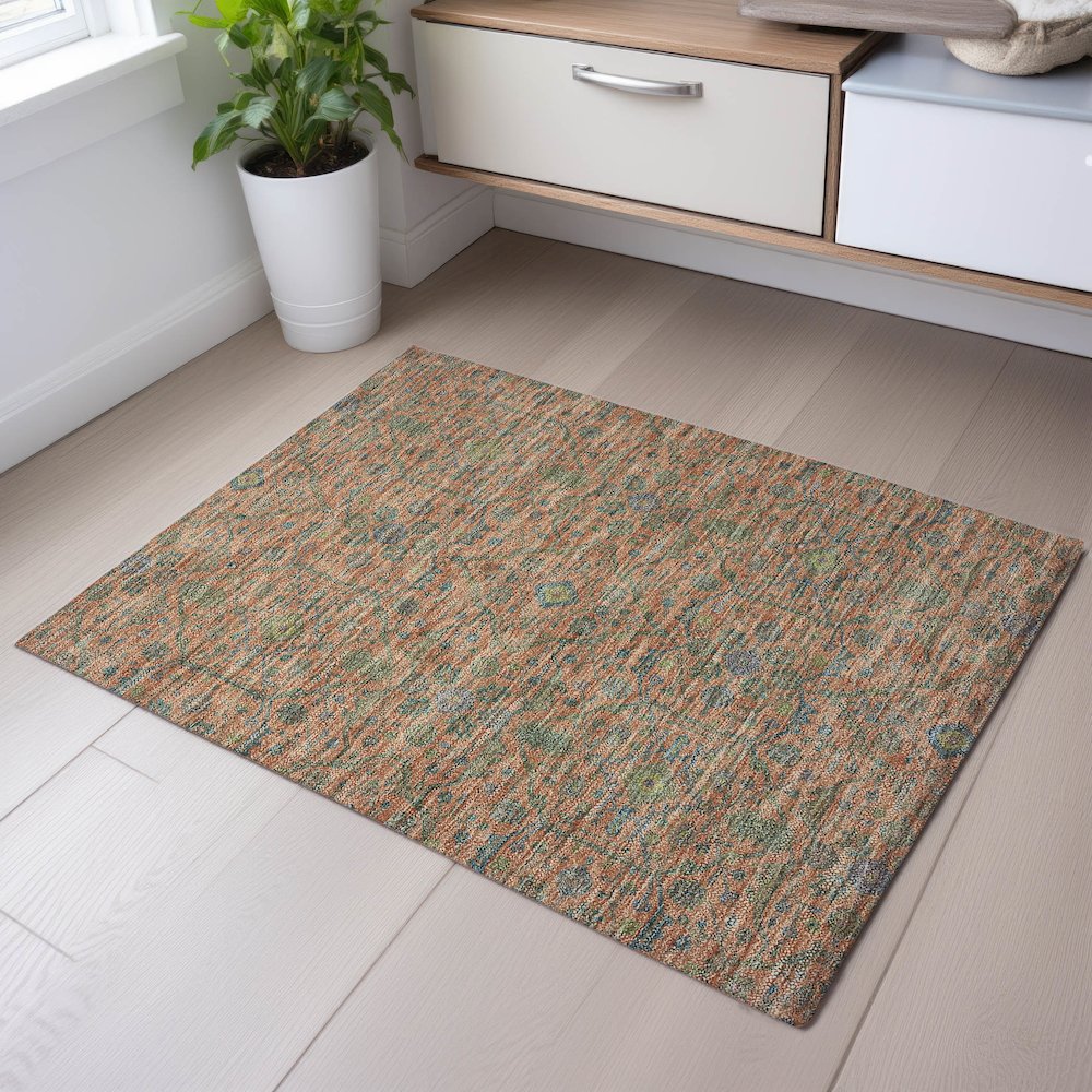 Premium Machine Washable Mayfield AMF1131 Coral 1'8" x 2'6" Rug. Picture 5