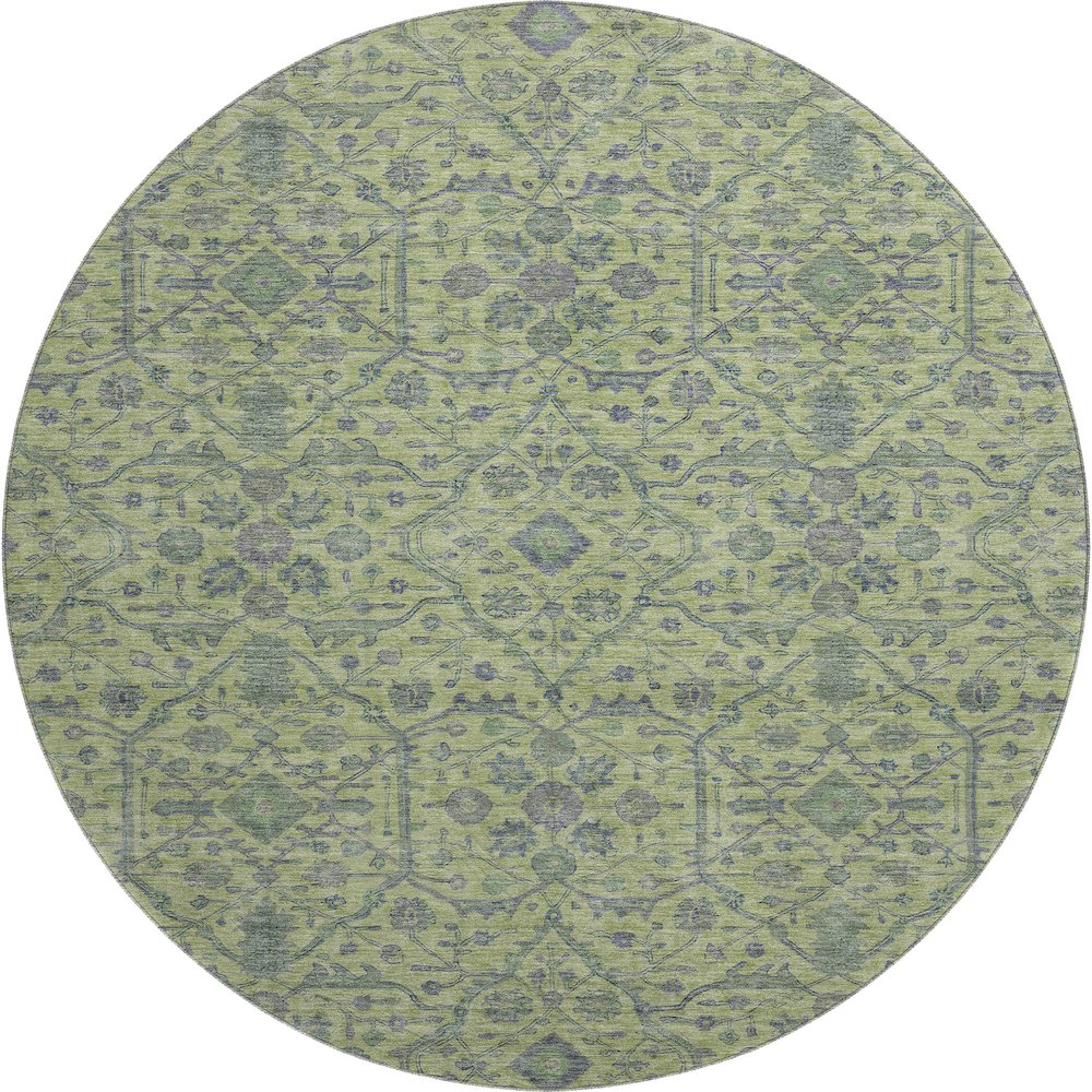 Premium Machine Washable Mayfield AMF1131 Lime 8' x 8' Round Rug. Picture 1
