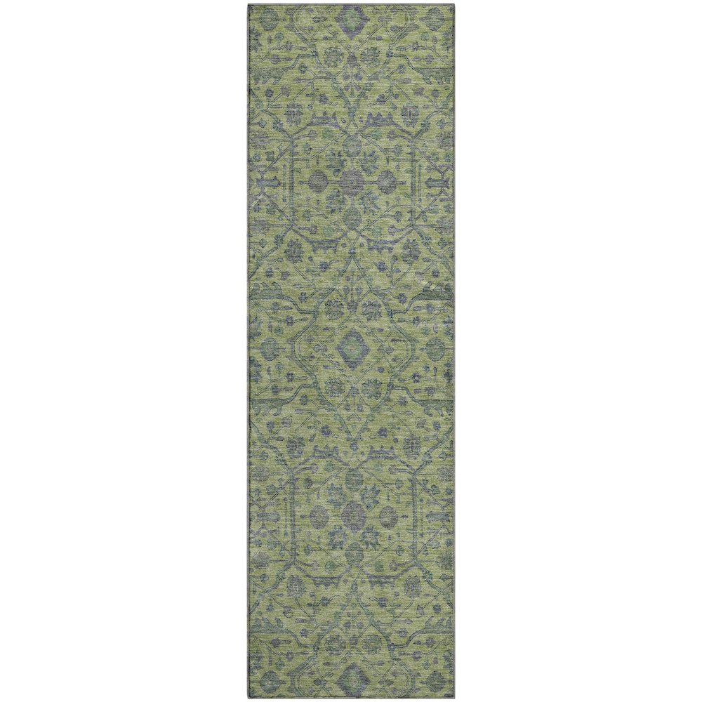 Premium Machine Washable Mayfield AMF1131 Lime 2'3" x 7'6" Runner Rug. Picture 1