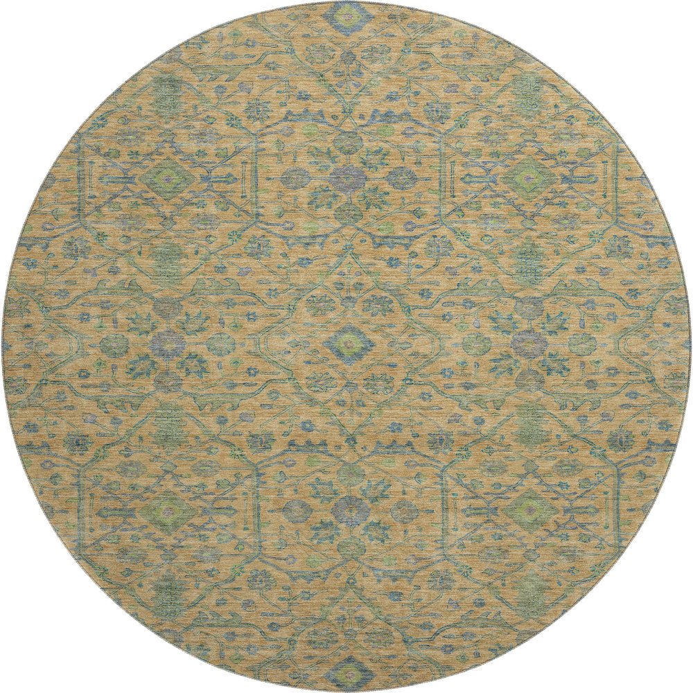 Premium Machine Washable Mayfield AMF1131 Orange 8' x 8' Round Rug. Picture 1