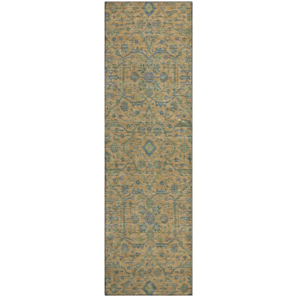Premium Machine Washable Mayfield AMF1131 Orange 2'3" x 7'6" Runner Rug. Picture 1