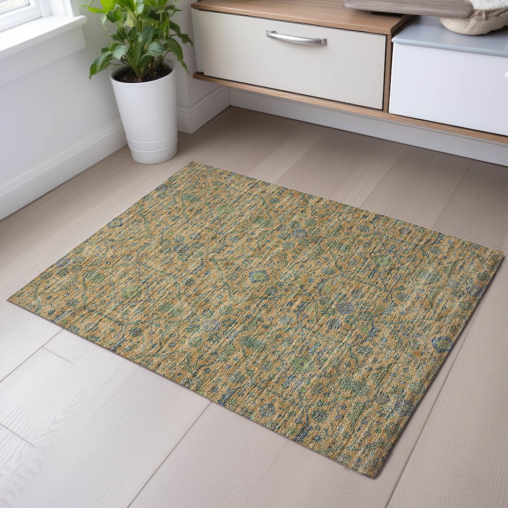 Premium Machine Washable Mayfield AMF1131 Orange 1'8" x 2'6" Rug. Picture 5