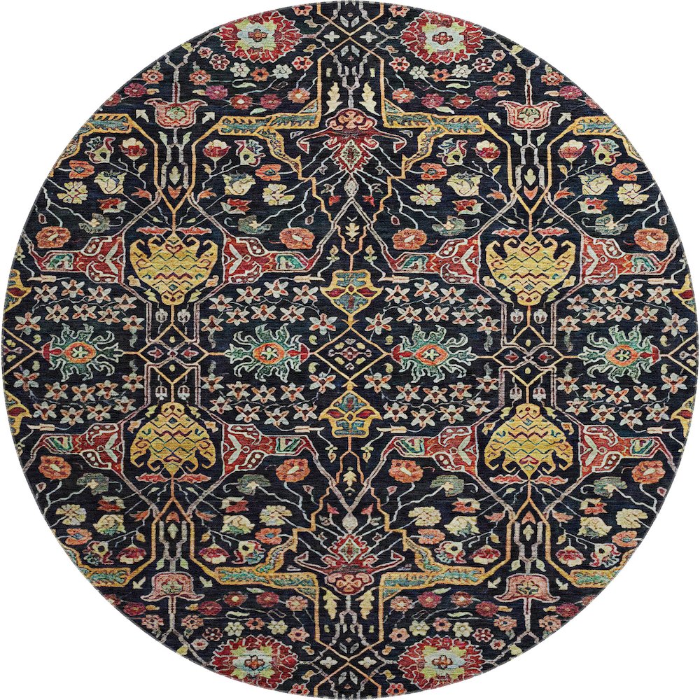 Premium Machine Washable Mayfield AMF1132 Black 8' x 8' Round Rug. Picture 1