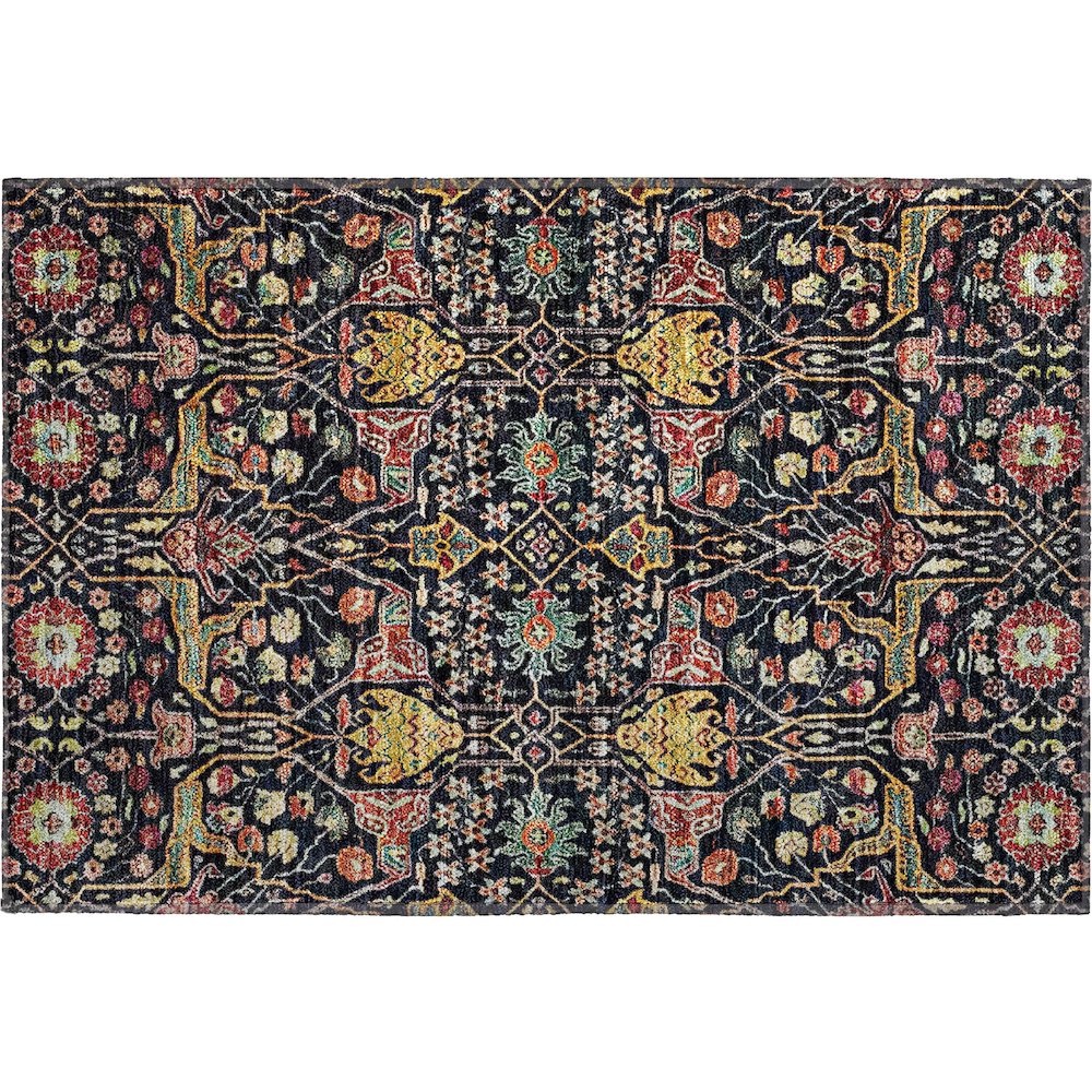 Premium Machine Washable Mayfield AMF1132 Black 1'8" x 2'6" Rug. Picture 1