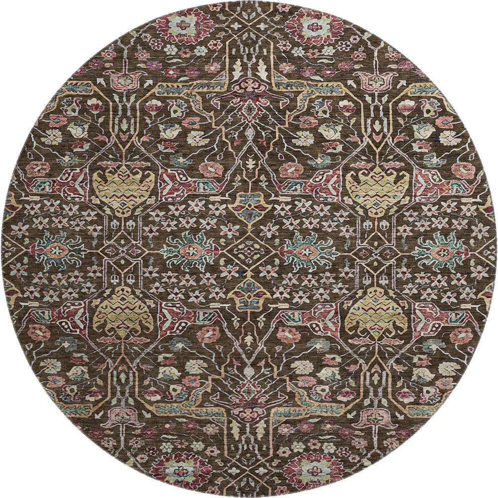 Premium Machine Washable Mayfield AMF1132 Chocolate 8' x 8' Round Rug. Picture 1