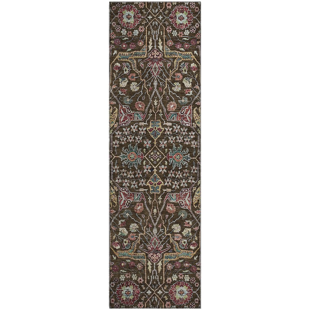 Premium Machine Washable Mayfield AMF1132 Chocolate 2'3" x 7'6" Runner Rug. Picture 1