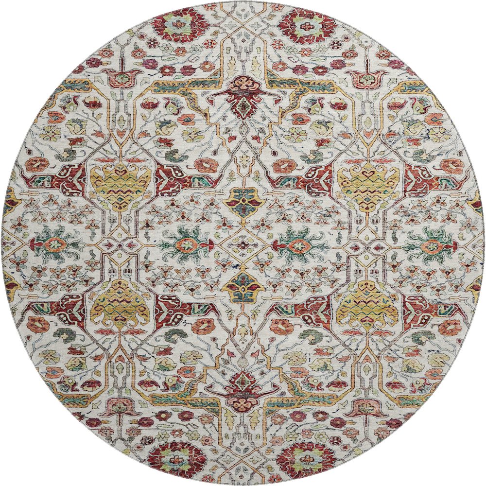 Premium Machine Washable Mayfield AMF1132 Ivory 8' x 8' Round Rug. Picture 1